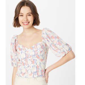 Abercrombie & Fitch Corset Sweetheart Puff Sleeve Top size xl